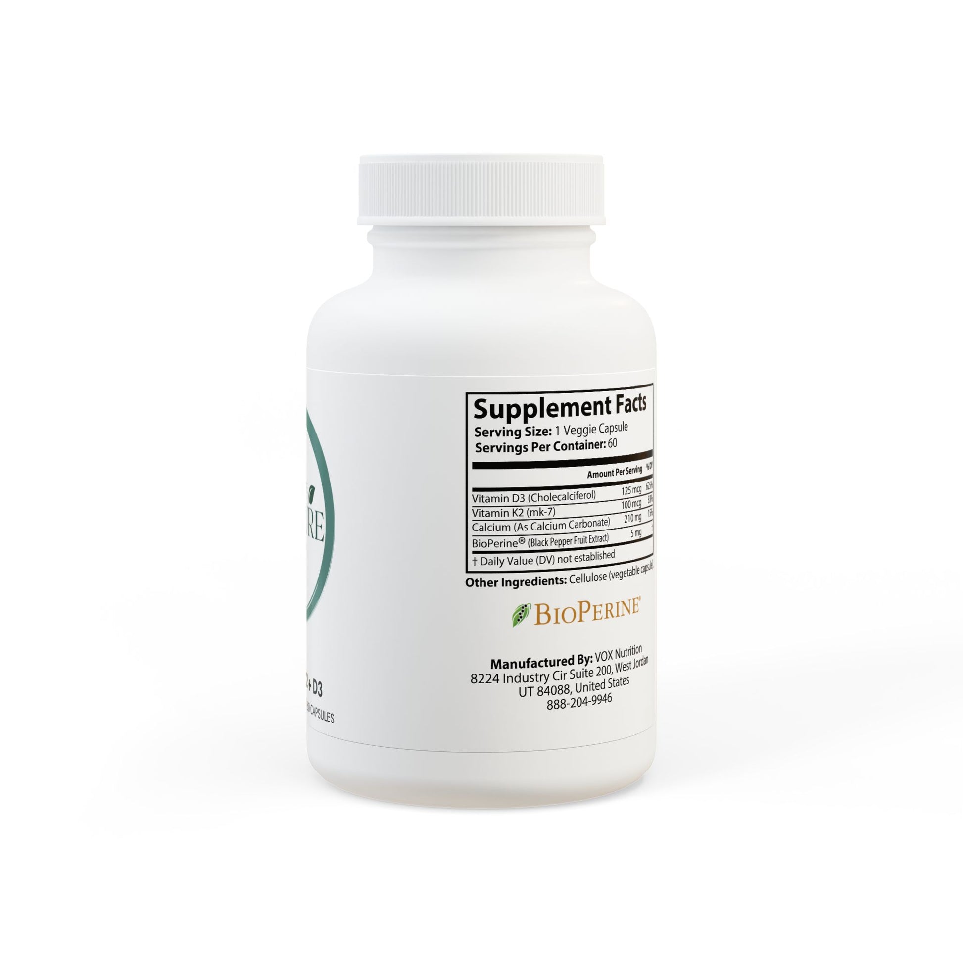 Vitamin K2 + D3 Supplement (60 Capsules)